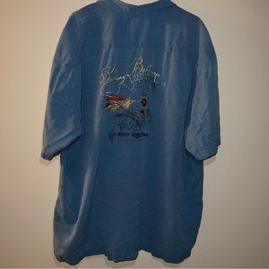 Tommy Bahama Shirt Mens XXL 100% Silk Hawaiian Shirt Button Blue Legendary Lures
